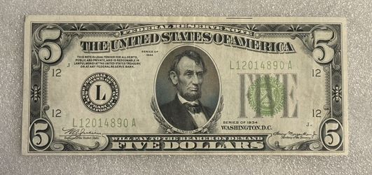 $5 1934. Banknote USA. 