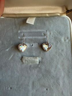 Alex and Ani Sterling Silver 925 Crystal Heart Drop Earrings