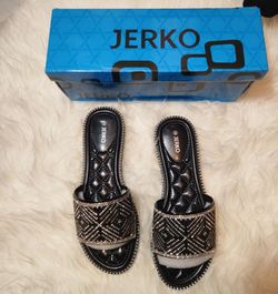 Jerko Rhinestone Slide Sandals