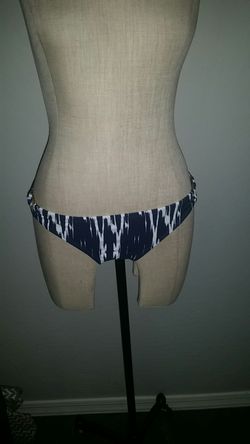 New women's size small S designer Shoshanna swimwear Bikini Bottom navy blue and white nwt