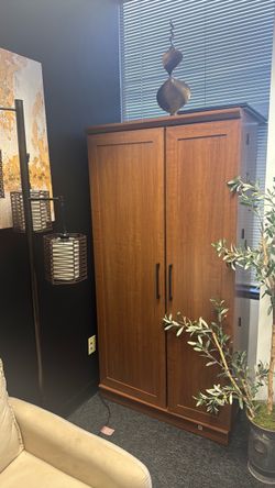 Tall Wood Armoire Cabinet with Double Doors