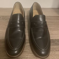 Men's Johnston & Murphy Black Sheepskin Penny Loafers - Size 10.5