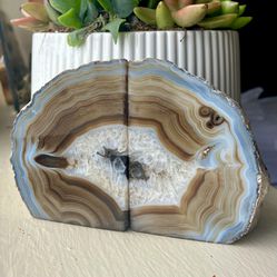 Geode Bookends Natural Agate Pair