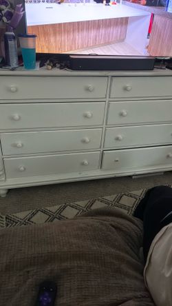 large dresser with mirror and nightstand to match