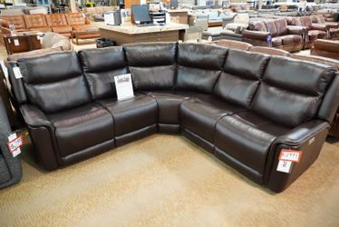 Hi Rock Home Rainier Espresso Brown Leather 3-Piece Power Reclining Sectional