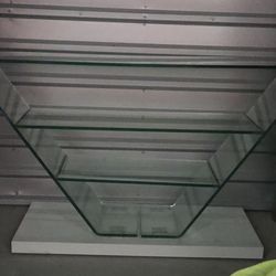 Italian "V" Shaped Glass Sofa Table