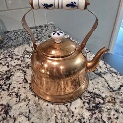 Ceramic Handle and Knob Copper Tea Pot