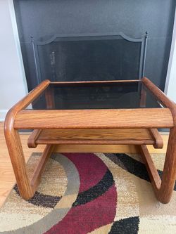 Vintage MCM Mersman Bellaire Oak side table by Lou Hodges