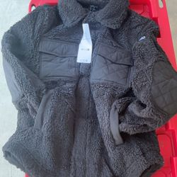 ALO Sherpa Bomber Jacket Color, Black Size Small