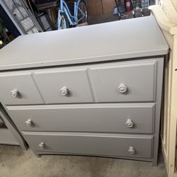 Wooden Grey Dresser And Nightstand 