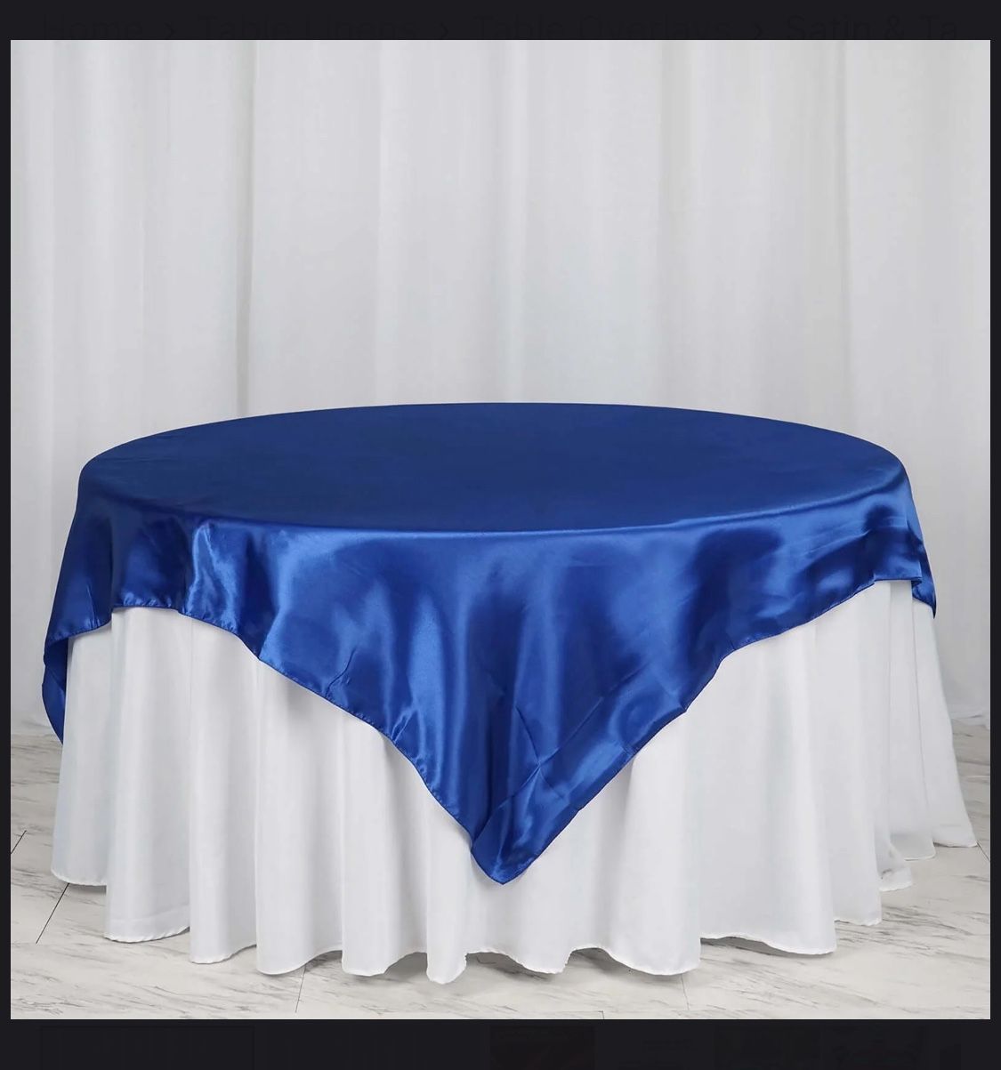 Satin Table Overlay 72"x72" Royal Blue