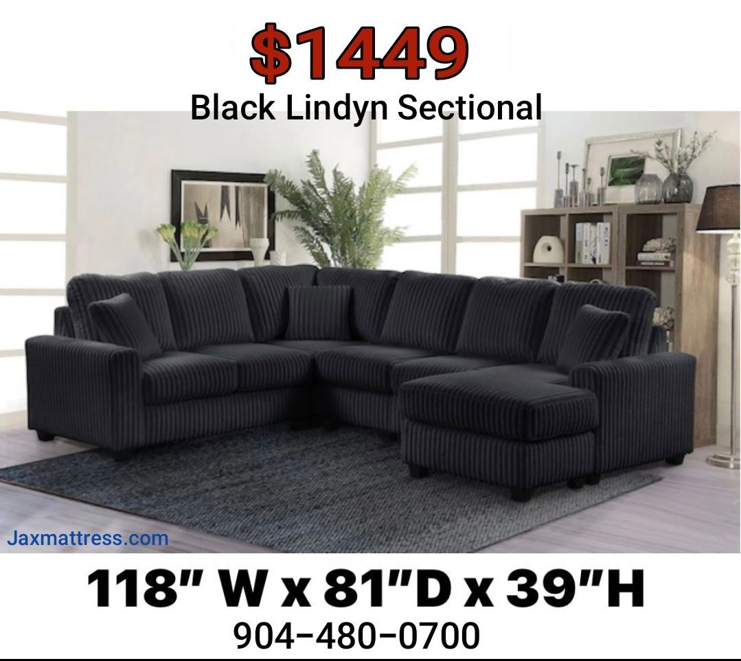 Black Teddy Bear Fabric Sectional Sofa, $39 Down Take Home Today Options
