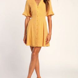 New Castana Yellow Button-up Dress