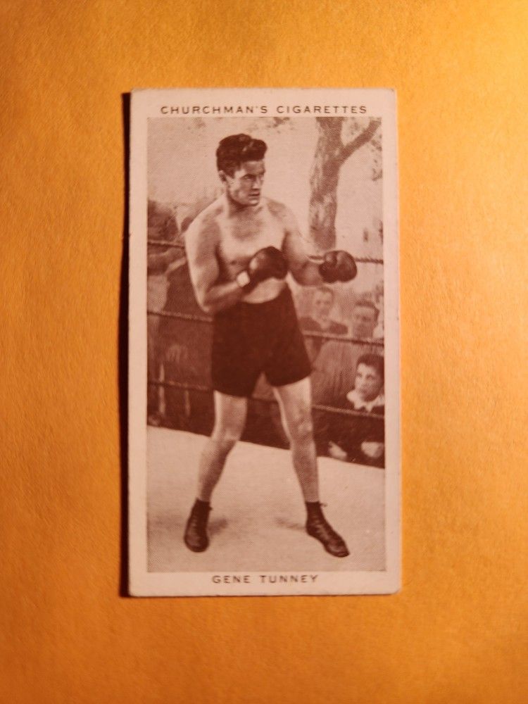 EX Authentic 1938 Churchman's Cigarettes Gene Tunney Boxing Tobacco Card #35 HOF