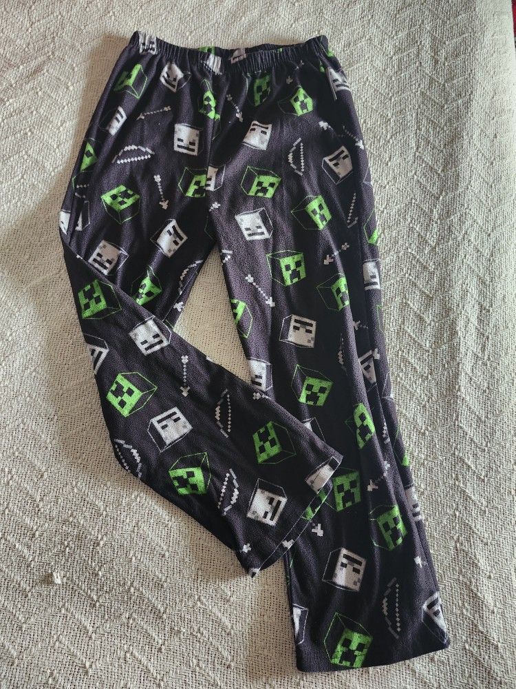  Minecraft Boy's Size Large 10/ 12 Pajama Pants. Fleece lounge wear warm