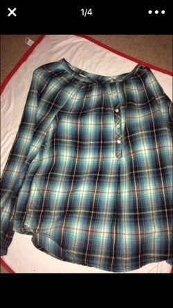 Brand new faded glory women's blue plaid shirt