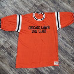 Vintage Orange Chicago Lawn Ski Club Jersey Shirt Velva Sheen  Xl