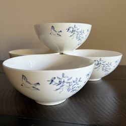 set of 4 bird/branch 6"x3" sereal/soup bowls just used once 