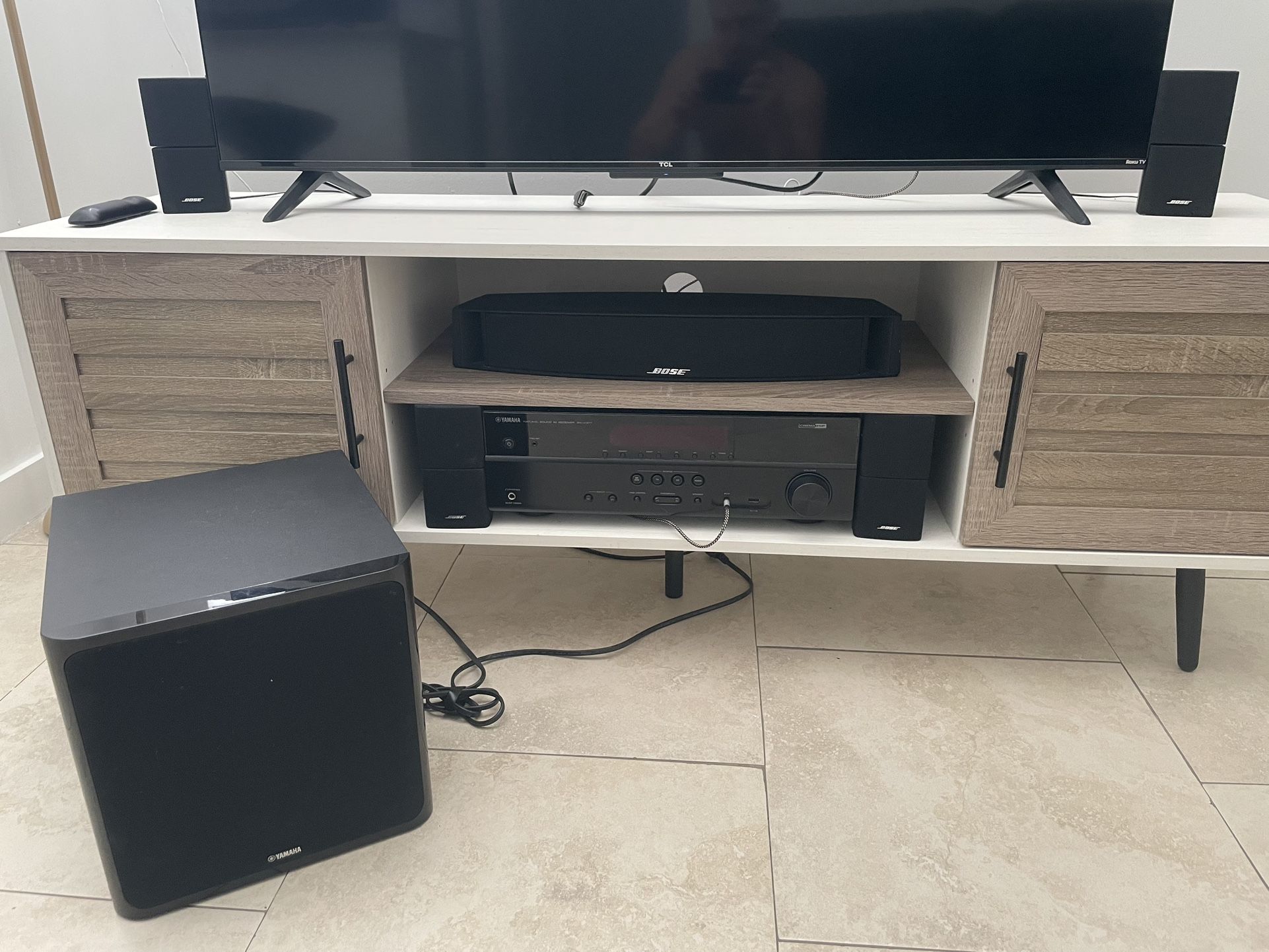 Yamaha Receiver And Subwoofer With Bose Sound System