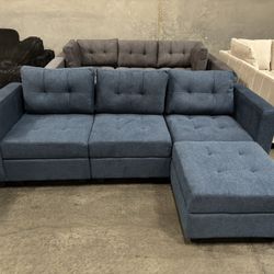Blue Modular couch With Storage