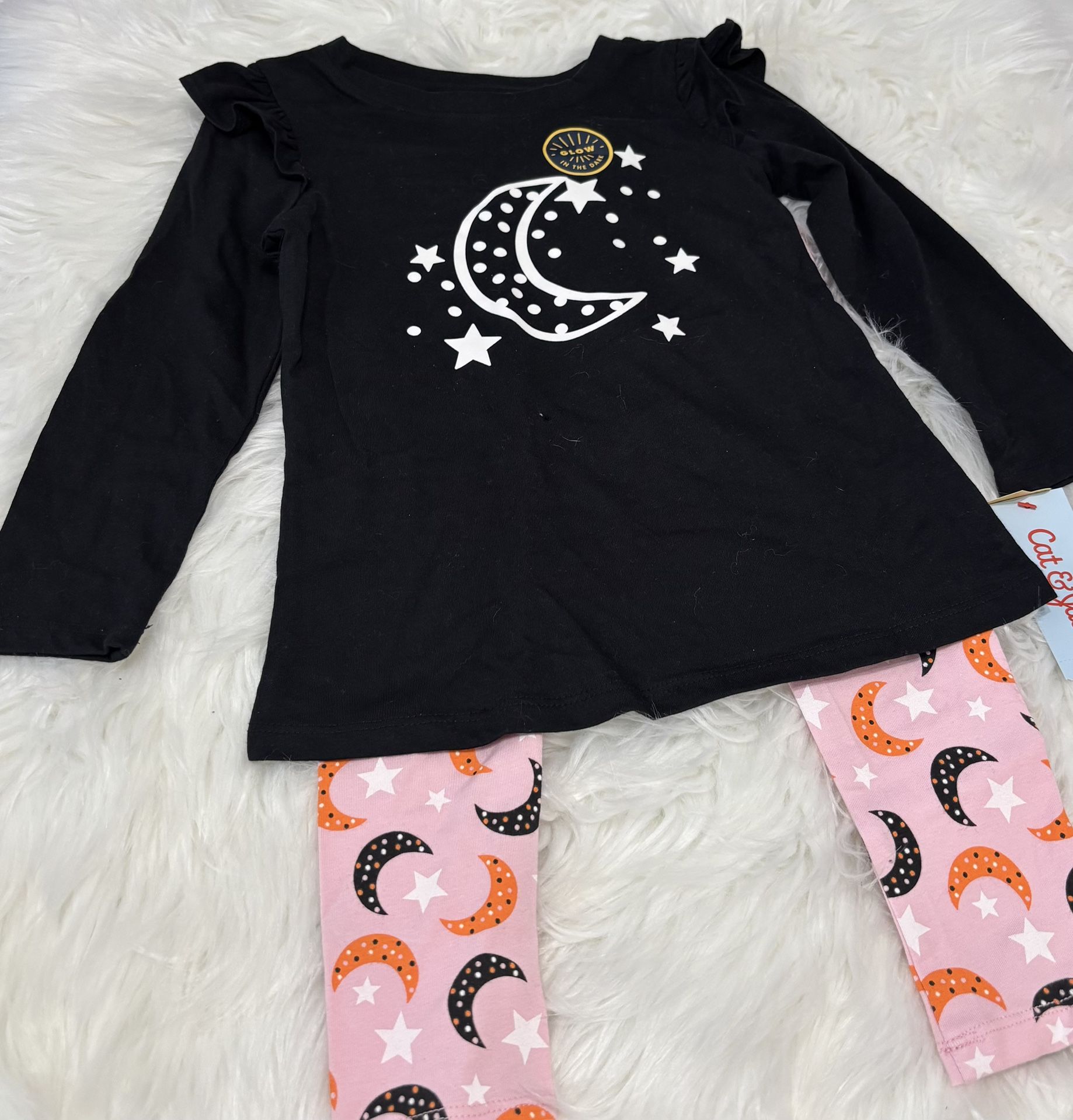 New! Cat & Jack Halloween Moon 2PC Toddler Outfit *4T