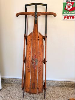Vintage Flexible Flyer Racer Wooden Snow Sled - Great Condition