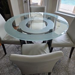 Round Glass Dining Table And Chairs Set