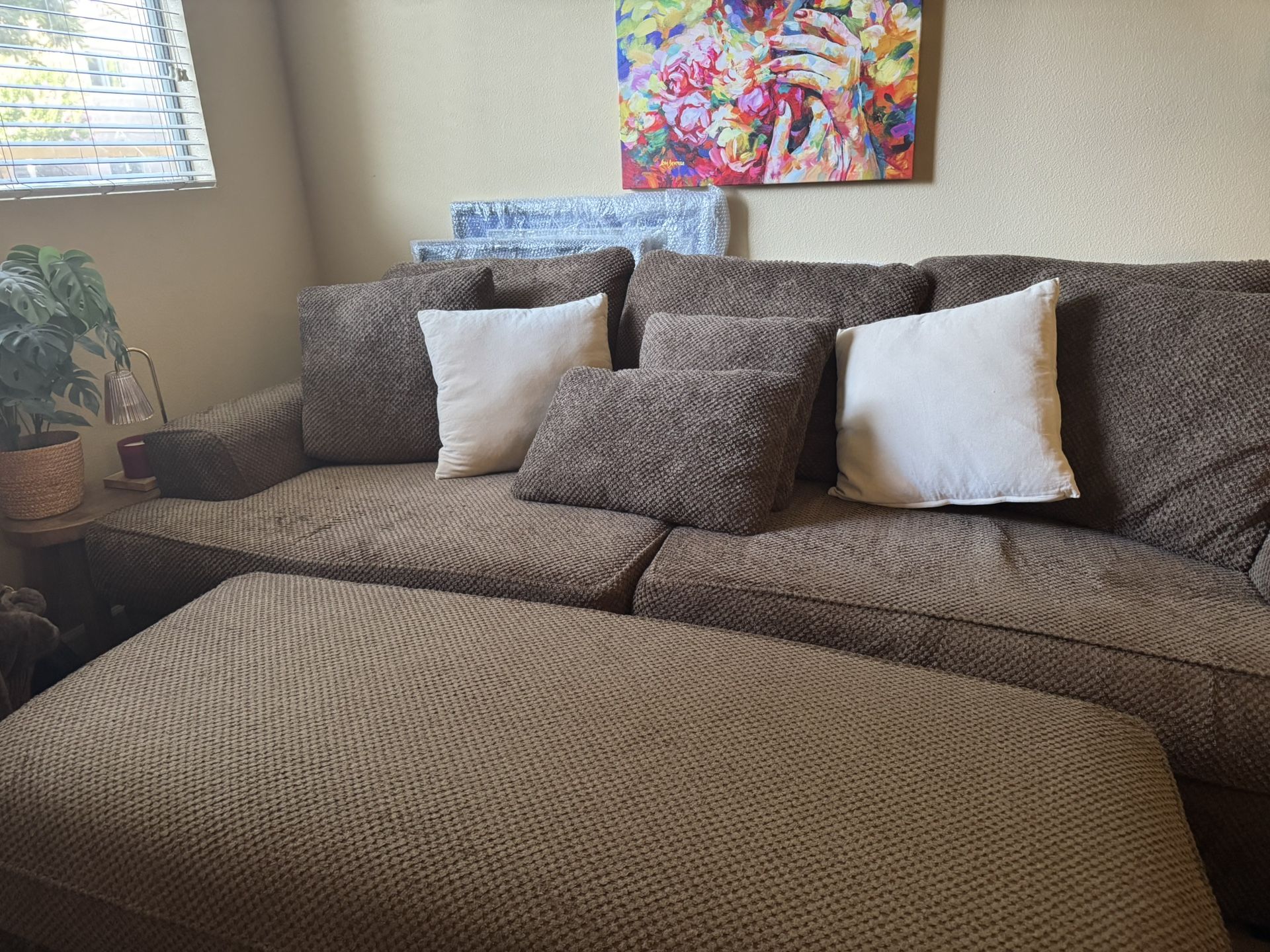 Set Of Two Over Sized Sofas And One Large Ottoman