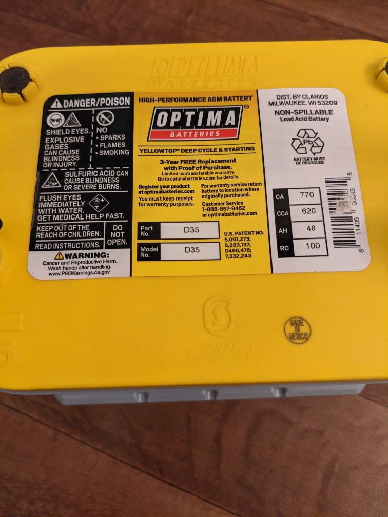 D35 Optima Battery Infiniti Q50