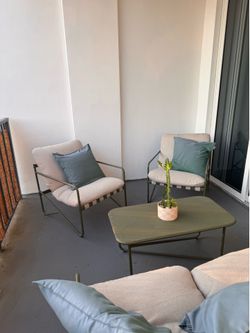 Novogratz 4-Piece Sling and Cushion Patio Set, Sage Green
