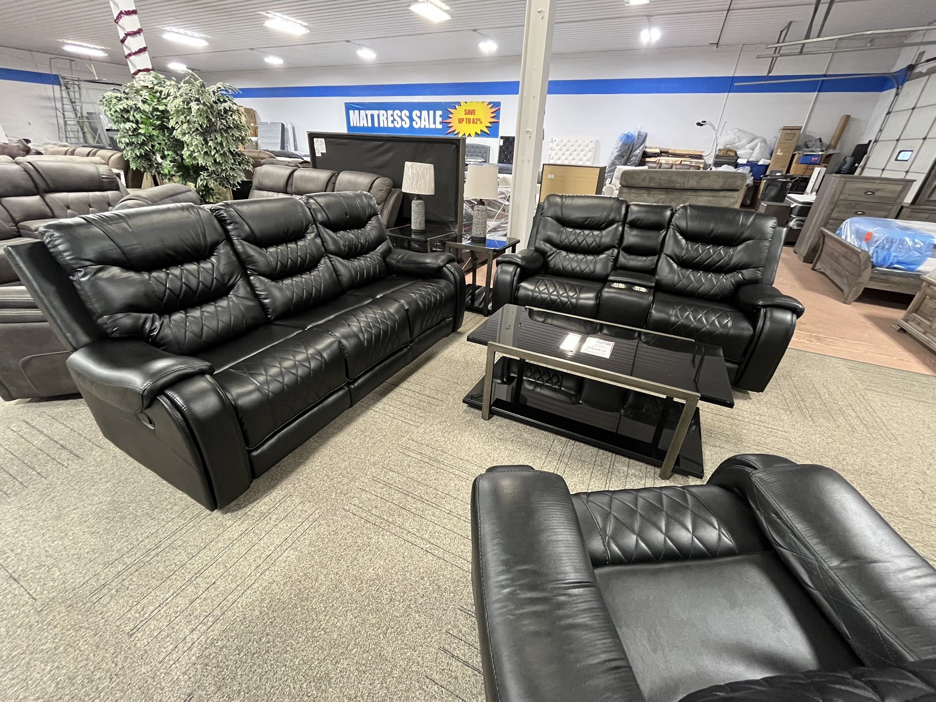 Black Reclining Sofa And Loveseat Set