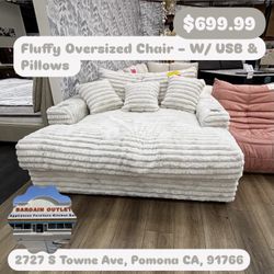 Fluffy Oversized Chair – W/ USB & Pillows – $699.99 New