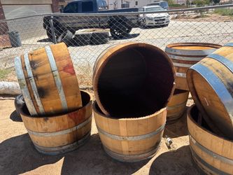 Oak barrel planters