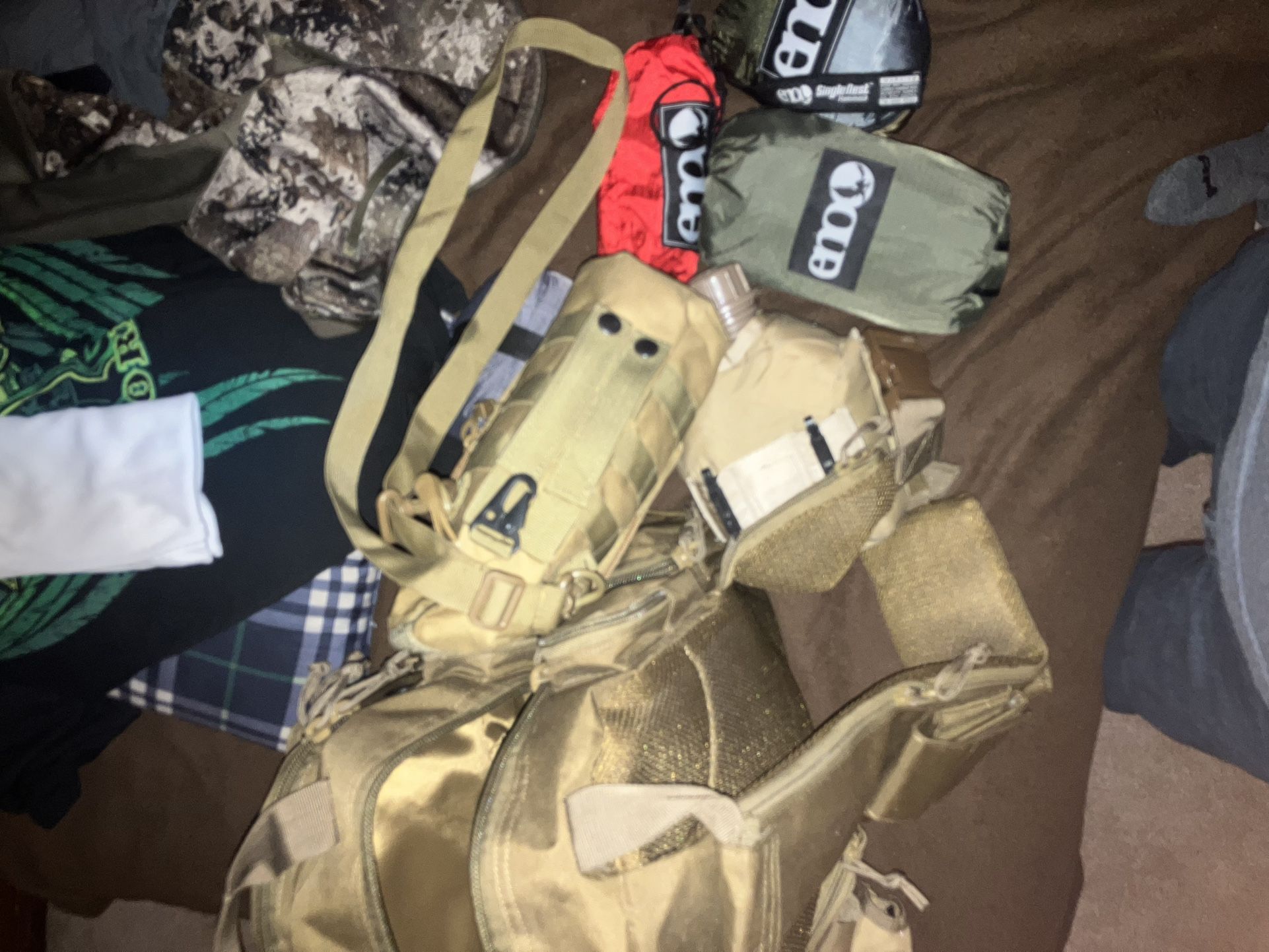 Military bag and camping supplies