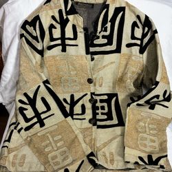 Ikon Clothing vintage collard jacket or blazer with Asian motifs woman or a man’s wear. Rare unique look