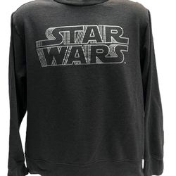 Star Wars Logo Sweatshirt Gray Pullover Men’s Medium 3D Outline Retro Design