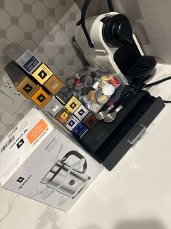 nespresso expresso maker pods drawer and milk frother