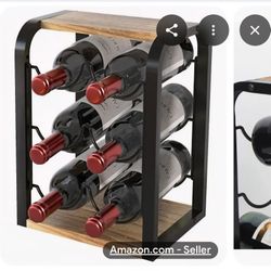 J JACKCUBE Design Rustic Wood 6 Bottles Wine Rack