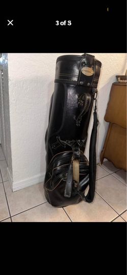 Black leather golf bag