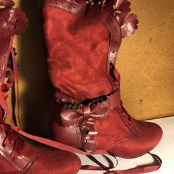 Lolita Kitten Heel Ankle Boots Steampunk Round Woman’s Red Boots