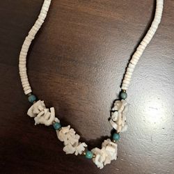Vintage Puka Shell And High Shot Turquoise Hawaiian Surfer Necklace