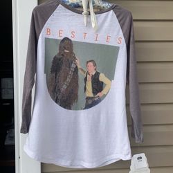 Star Wars Besties Juniors white Large Tshirt + tattoos Hans Solo, Chewbacca. NWT