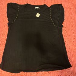 Women’s Maurices Black Blouse with Grommet Detail – Size XL – NWT