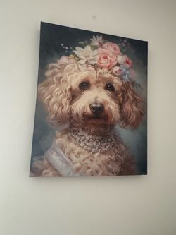 Poodle Dog Portrait Canvas Wall Art