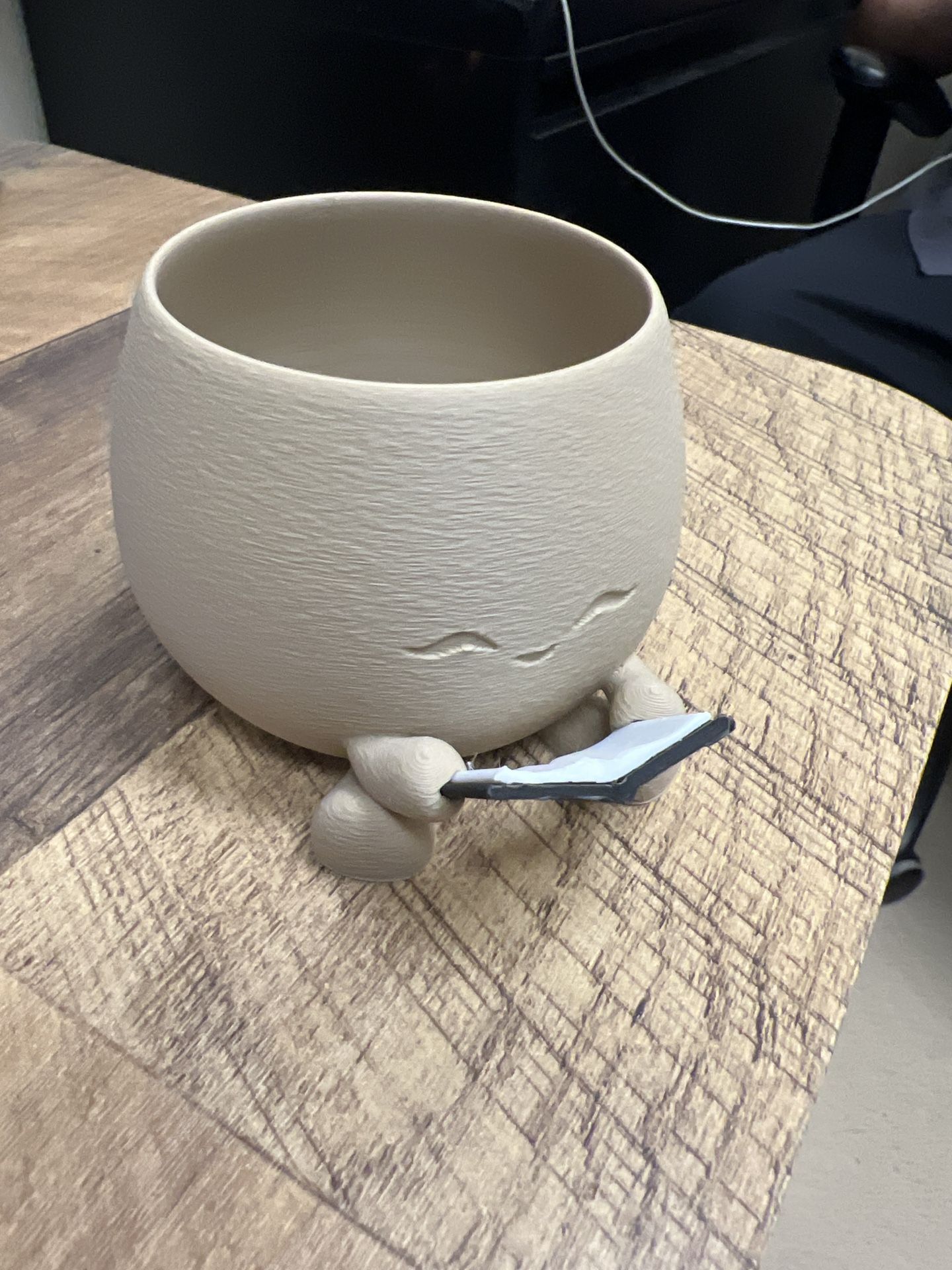 Book Bud Planter – Cute Plant Holder Figurine Holding a Book – 3D Printed, Multiple Colors