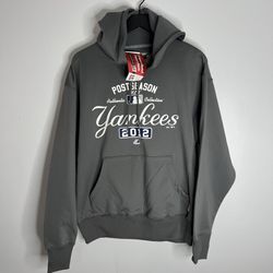 New York Yankees Majestic Authentic Hoodie Mens Medium Grey Therma Base 2012 NWT