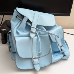 Grafea Blue Leather Backpack 