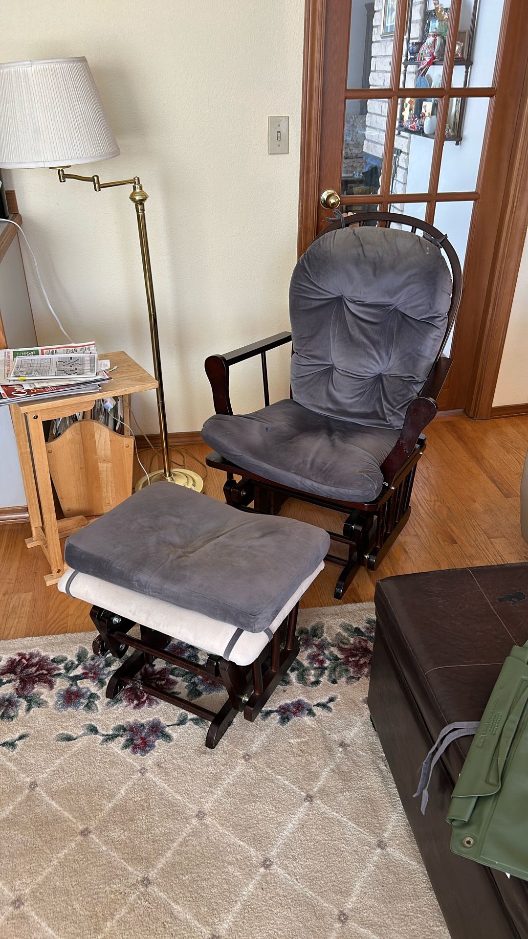 Glider rocking chair and foot rest
