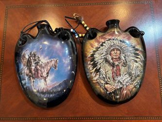 Pair of Utah Ceramic Native American-Themed Wall Pockets