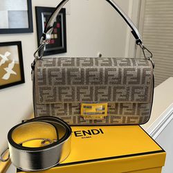 Fendi Baguette Silver Crystal Handbag